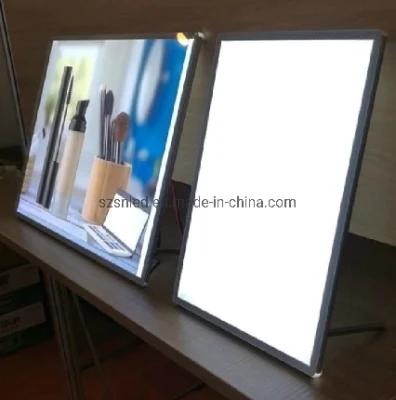 Nuevos productos en 2018 Ultra-Delgado A4 10 mm de espesor Caja de luz de publicidad de vidrio a prueba de rasguños LED resistente y duradero