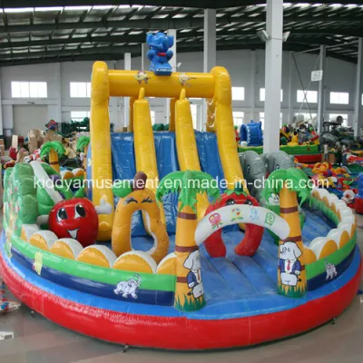 La gorila gigante inflable más nueva del castillo de la fruta para el patio de recreo de los niños