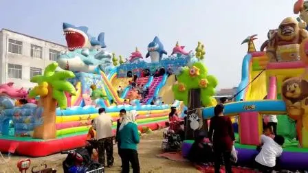 Parque de atracciones caliente Ocean Shark Jumping Animal Castle Combo Toy Gorila inflable